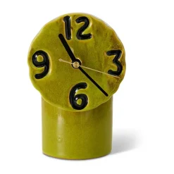 Horloge en céramique rétro 18 cm, Olive