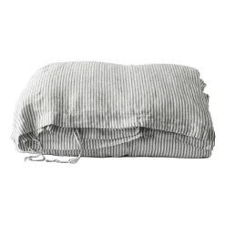Housse de couette en lin 150x200 cm, Gris/blanc