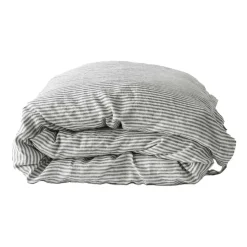 Housse de couette en lin 220x240 cm, Gris/blanc