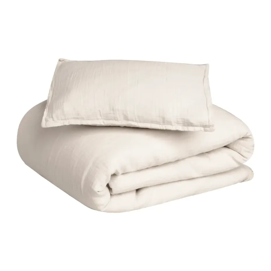 Housse de couette et taie d'oreiller Eggshell Muslin junior, 100x140 cm/40x60 cm