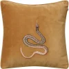 Housse de coussin brodée Cobra 50 x 50 cm, Jaune masala