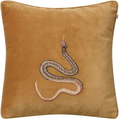 Housse de coussin brodée Cobra 50 x 50 cm, Jaune masala