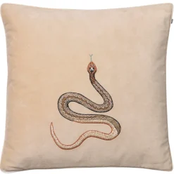 Housse de coussin brodée Cobra 50 x 50 cm, Beige