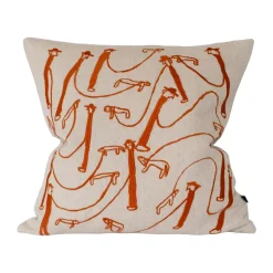 Housse de coussin Dog Walk 48x48 cm, Natur-orange