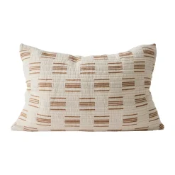 Housse de coussin Julien 40x60 cm, Off-white-rouge-brun