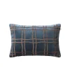 Housse de coussin Tattersall, sea blue/cognac, 60x40 cm