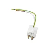 Interrupteur de lampe, blanc, avec câble de 14 cm, mis à la terre