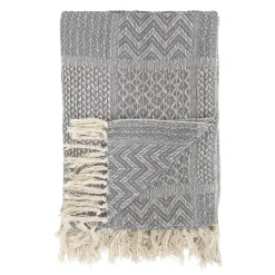 Jeté à motifs Bloomingville, gris