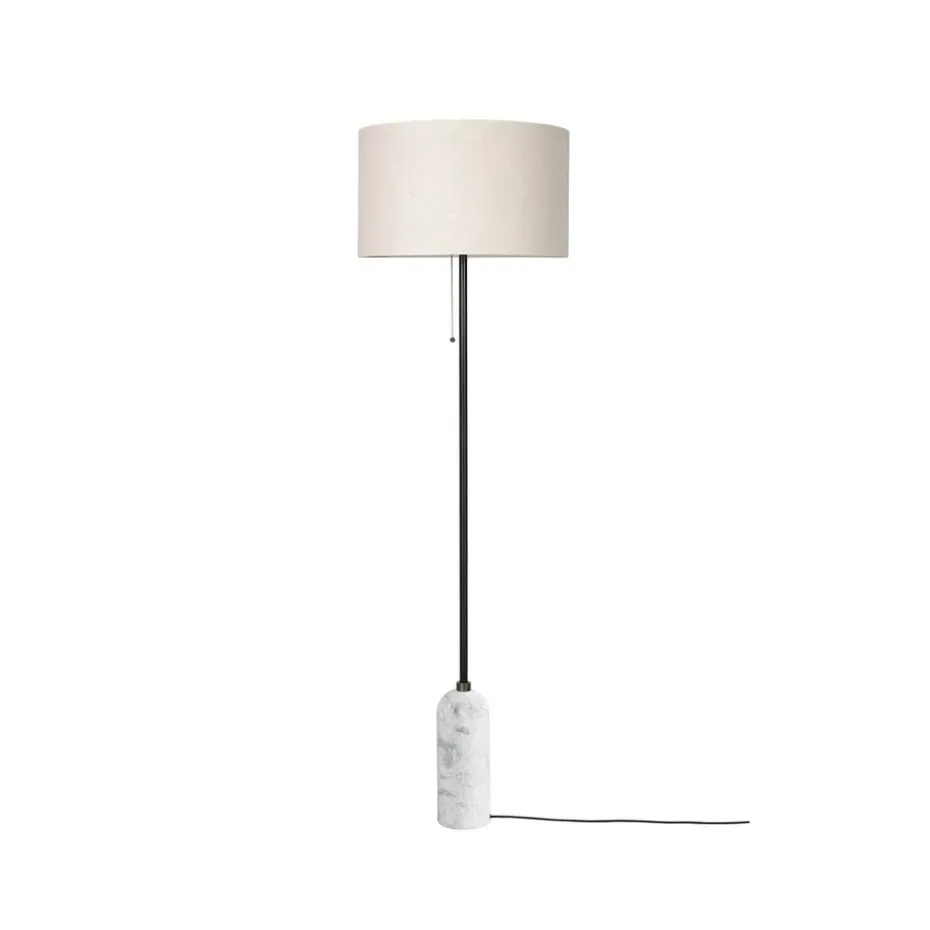 Lampadaire Gravity, marbre blanc/toile