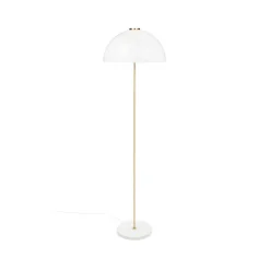 Lampadaire Kupoli, Blanc-détails en laiton-abat-jour blanc