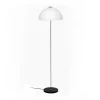 Lampadaire Kupoli, Noir-détails métalliques-abat-jour blanc