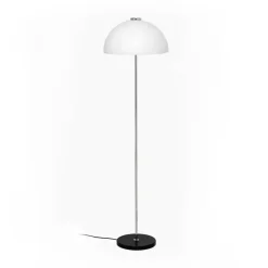 Lampadaire Kupoli, Noir-détails métalliques-abat-jour blanc