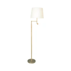 Lampadaire Orlando, beige, structure en laiton ancien