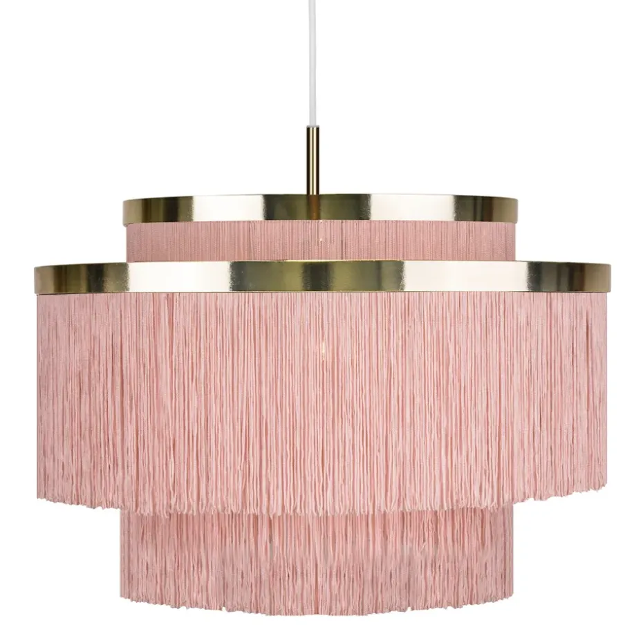 Lampe à suspension Frans, rose, laiton