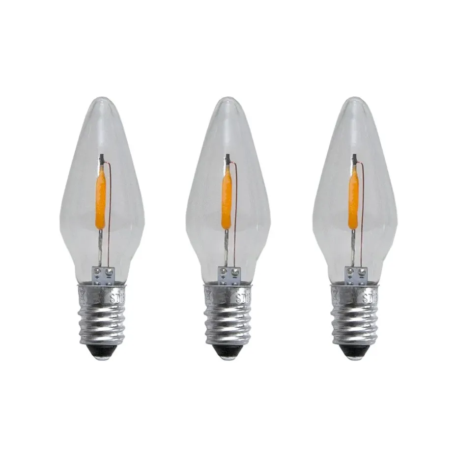 Lampe de rechange E10 LED filament soft glow lot de 3, 0,5W 1900K non dimmable