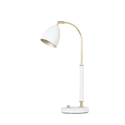 Lampe de table Deluxe, blanc, laiton