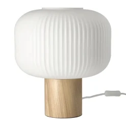 Lampe de table Fair 34,5 cm, Verre gelé-frêne