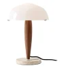 Lampe de table Herman SHY3, noix et marbre crème, cordon textile