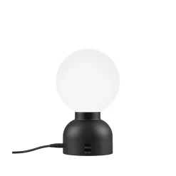 Lampe de table Pluggie, noir, opaline