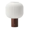 Lampe de table portable Fair, Verre dépoli – frêne teinté foncé