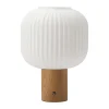 Lampe de table portable Fair, Verre dépoli – frêne