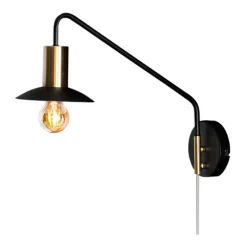 Lampe murale Quinn court, Noir mat