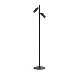 Lampe sur pied Pipeline, Noir mat, double