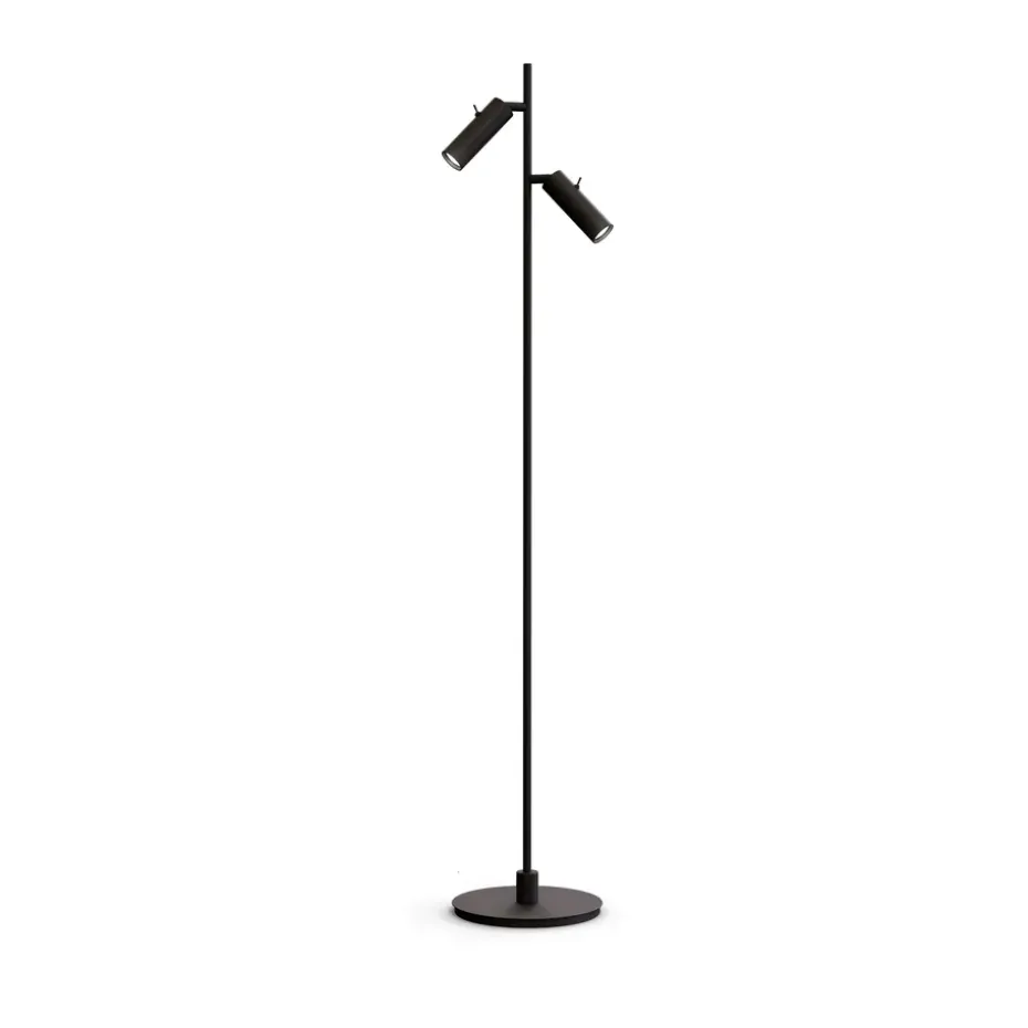 Lampe sur pied Pipeline, Noir mat, double