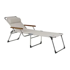 Lit de soleil Amigo haut avec accoudoirs, White-beige