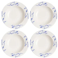 Lot de 4 assiettes creuses Havspil 23cm, bleu-blanc