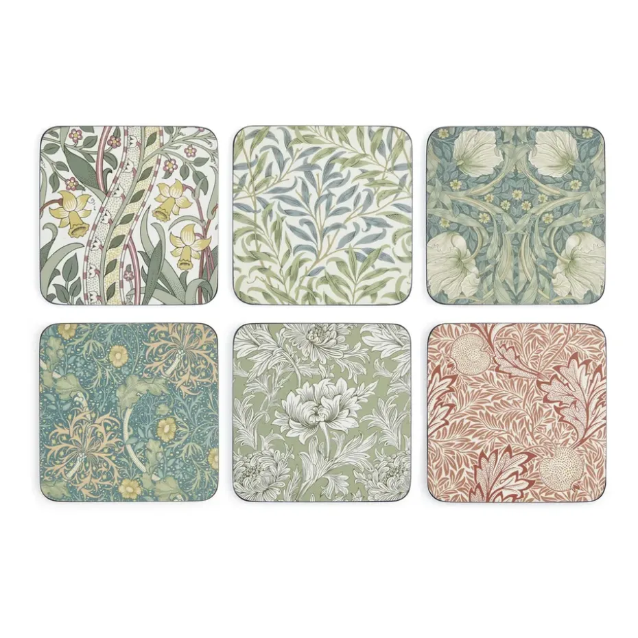 Lot de 6 sous-verres William Morris, Coloris assortis