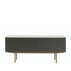 Luc Deluxe 160 table d'appoint, Taupe, dessus carrara, pieds p6, tiroirs