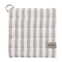 Manique Ernst rayures larges 23x25 cm, Rayé beige-blanc