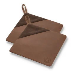 Manique Pillivuyt Gourmet 20,5x20,5 cm, lot de 2, Cuir marron