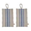 Maniques en lin, lot de 2, Bleu