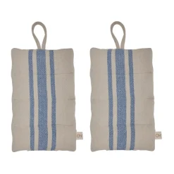 Maniques en lin, lot de 2, Bleu
