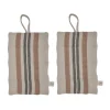 Maniques en lin, lot de 2, Caramel