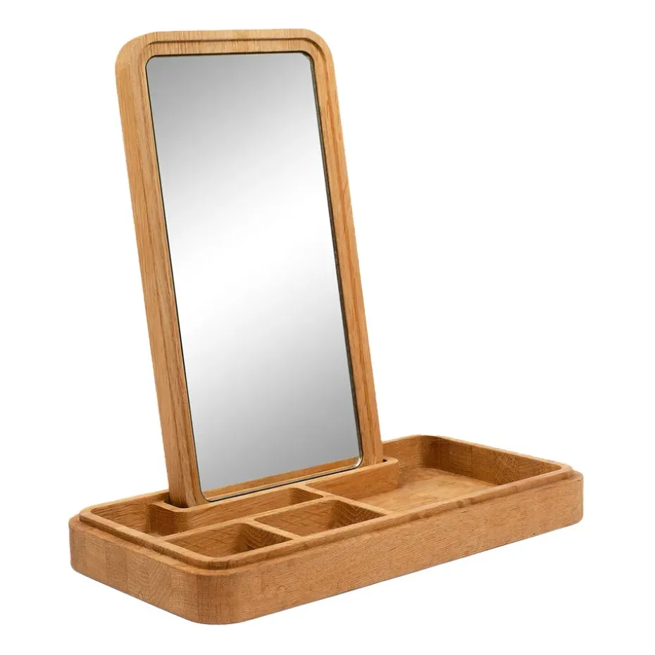 Miroir avec boîte de rangement 32 cm, Chêne