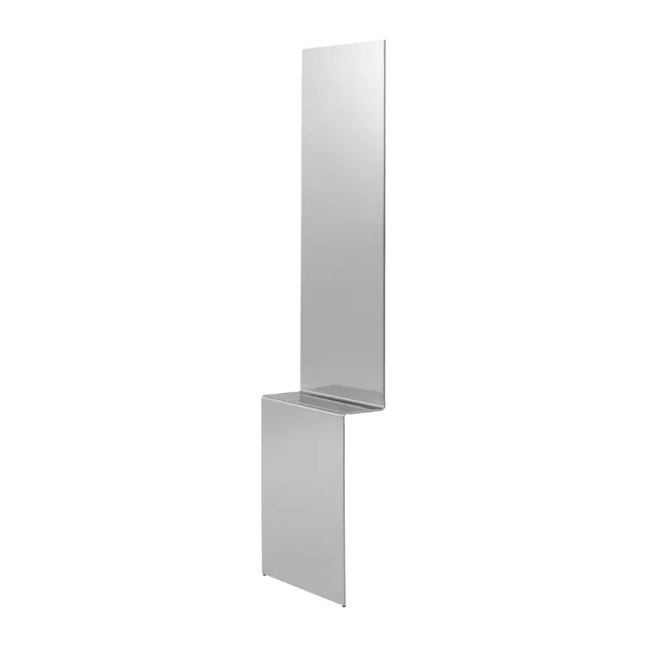 Miroir mural Pleat, Acier poli, 227x57 cm