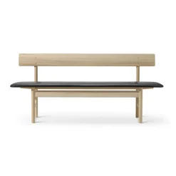 Mogensen 3171 banc, Savonné chêne-cuir omni 301 black