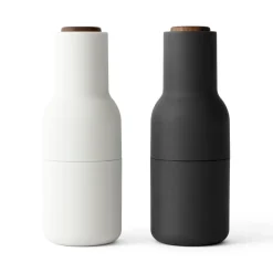Moulin à poivre et à sel Bottle Grinder lot de 2, Ash-carbon (couvercle en noyer)