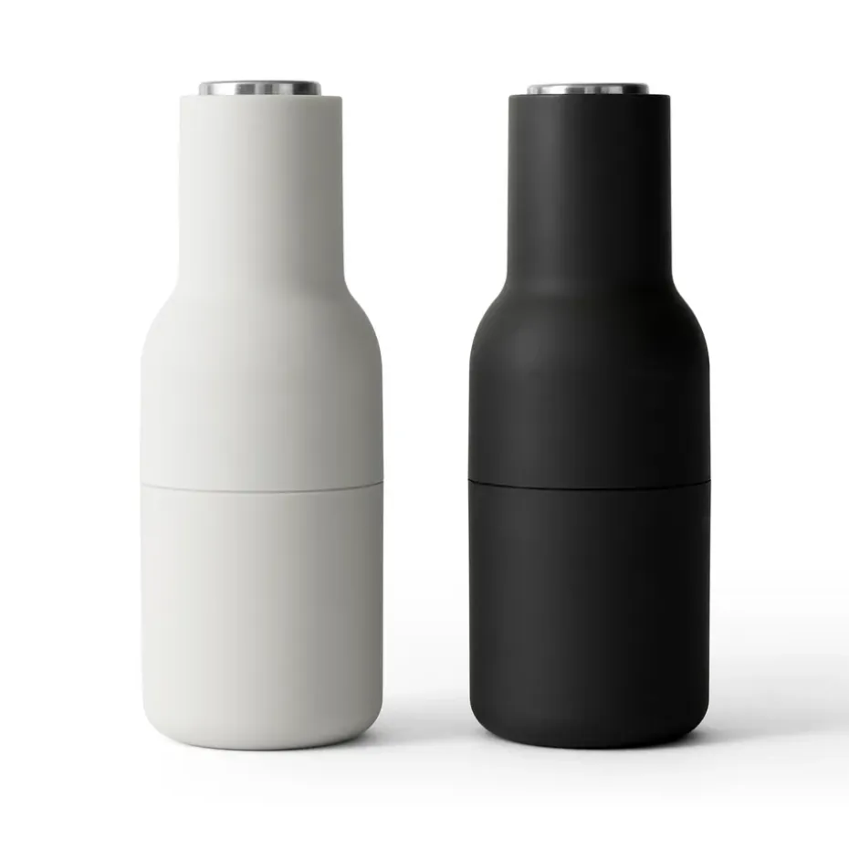 Moulin à poivre et à sel Bottle Grinder lot de 2, Ash-carbon (couvercle en acier)