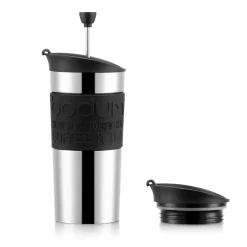 Mug à piston Travel chrome, noir
