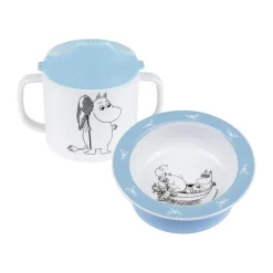 Mug avec bec & sous-tasse avec ventouse Mumin Vatten & Bad, Bleu