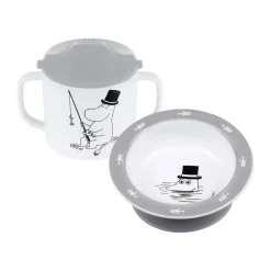 Mug avec bec & sous-tasse avec ventouse Mumin Vatten & Bad, Gris