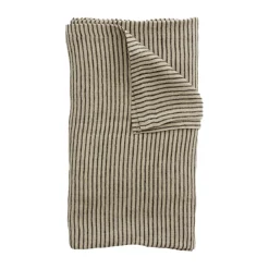 Nappe en lin Stripe 150x300 cm, Noir-sable