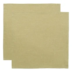 Pack de 2 serviettes de table en lin 45x45 cm, Olive clair