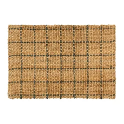Paillasson Freja à carreaux 60x90 cm, Naturel-gris foncé