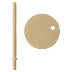Pailles avec couvercle Design Letters, Beige