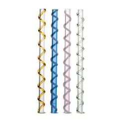 Pailles Celebrate lot de 4, Bleu-ambre-rose-vert